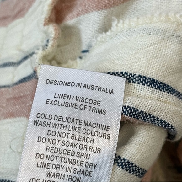 Piping Holt Striped Linen Blend Pull On Shorts Size 8 - Picture 5 of 5